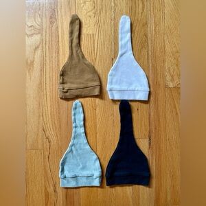 Kyte Baby Soft Cotton Beanie Set - Tan, White, Blue, Black